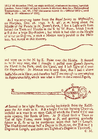 England UFO Sighting from 1742